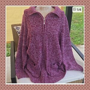 Woman Within Burgundy Zip-Up Cardigan
